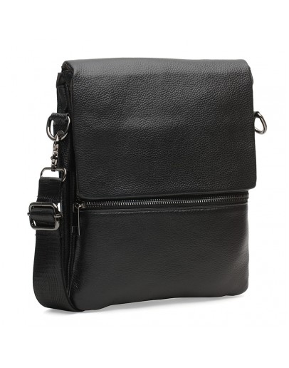 Фотография Черная сумка кожаная на плечо Borsa Leather K12056-black