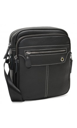 Черная кожаная сумка на плечо Borsa Leather K12221-black