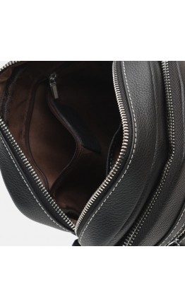Черная кожаная сумка на плечо Borsa Leather K12221-black