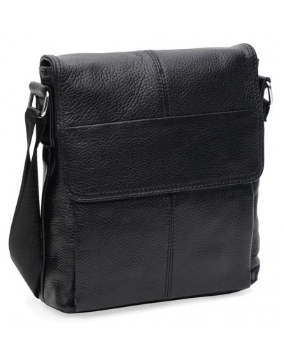 Фотография Кожаная черная мужская сумка на плечо Keizer K13107bl-black