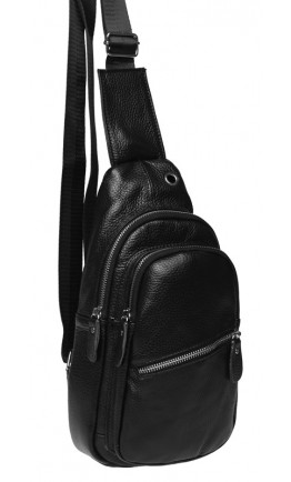 Черный рюкзак - слинг мужской Borsa Leather K1330-black