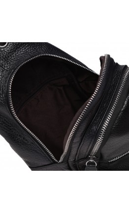 Черный рюкзак - слинг мужской Borsa Leather K1330-black