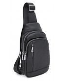 Фотография Мужской кожаный черный слинг - рюкзак Ricco Grande K16183bl-black
