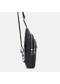 Мужской кожаный черный слинг - рюкзак Ricco Grande K16183bl-black