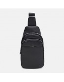 Фотография Мужской кожаный черный слинг - рюкзак Ricco Grande K16226bl-black