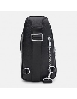 Мужской кожаный черный слинг - рюкзак Ricco Grande K16226bl-black