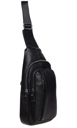 Слинг-рюкзак мужской кожаный Keizer K16601-black