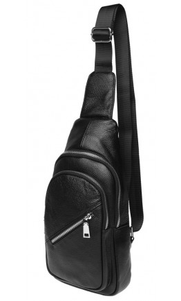 Слинг черный мужской Borsa Leather k16603-black
