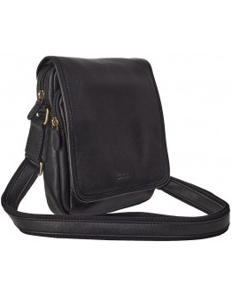 Черная кожаная фирменная мужская сумка на плечо с клапаном KATANA K36102-1