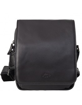 Кожаная черная мужская сумка на плечо с клапаном KATANA K81622-1