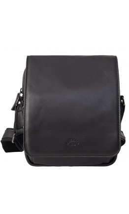 Кожаная черная мужская сумка на плечо с клапаном KATANA K81622-1