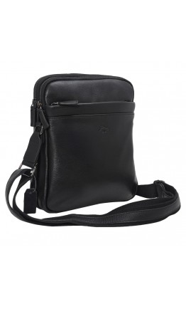 Кожаная черная мужская сумка на плечо  размера KATANA k89624-1