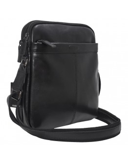 Кожаная черная мужская сумка на плечо  размера KATANA k98662-1