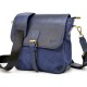 Синяя удобная кожано-тканевая сумка на плечо Tarwa KK-1309-4lx