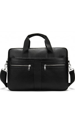 Кожаная мужская черная сумка KM0408-1