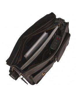 Черная мужская кожаная сумка на плечо M1050A