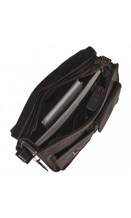 Черная мужская кожаная сумка на плечо M1050A