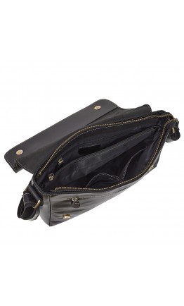 Чёрная винтажная кожаная мужская плечевая сумка M1136A