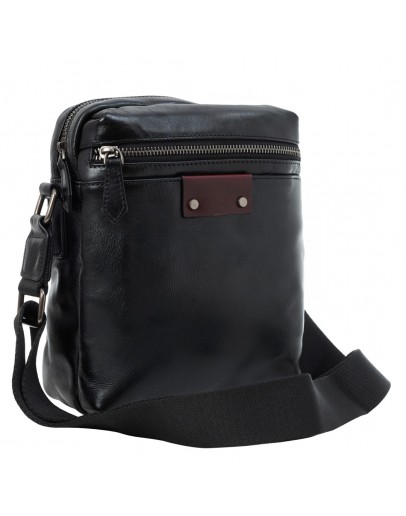 Фотография Кожаная черная мужская сумка на плечо M6067A