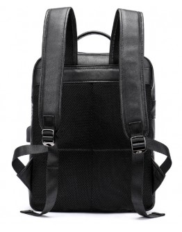 Кожаный мужской черный рюкзак M8388A
