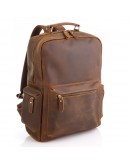 Фотография Винтажный вместительный коричневый кожаный рюкзак M8873R