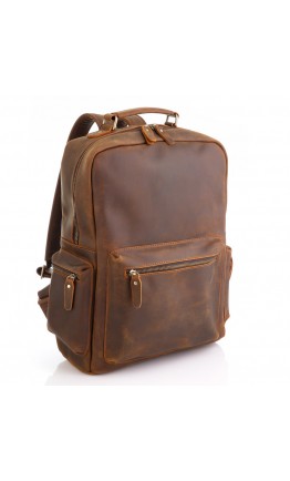 Винтажный вместительный коричневый кожаный рюкзак M8873R