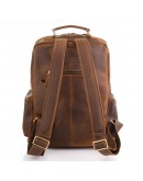 Фотография Винтажный вместительный коричневый кожаный рюкзак M8873R