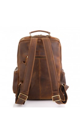 Винтажный вместительный коричневый кожаный рюкзак M8873R