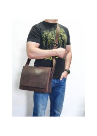 Удобная горизонтальная коричневая кожаная сумка А4 VATTO MK106 KR450