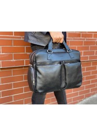 Черная кожаная деловая мужская сумка Newery N0021GA