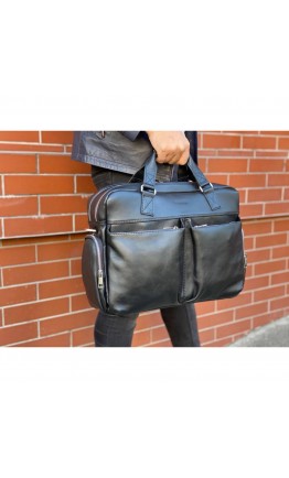 Черная кожаная деловая мужская сумка Newery N0021GA