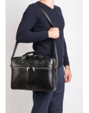 Фотография Кожаная мужская черная деловая сумка Newery N012GA