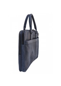 Синяя тонкая кожаная винтажная сумка Newery N1002KB