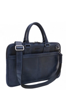 Синяя тонкая кожаная винтажная сумка Newery N1002KB