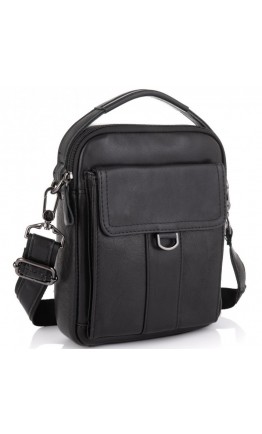 Необычная черная кожаная сумка - барсетка Tiding Bag N2-8013A