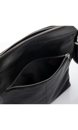Кожаная мужская черная сумка на плечо Newery N395GA