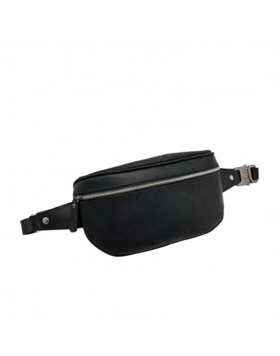 Фотография Черная винтажная кожаная сумка на пояс Newery N40298KA