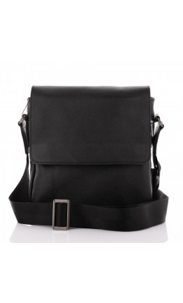 Черная мужская кожаная сумка на плечо - мессенджер Newery N4103FA