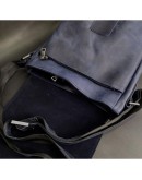 Фотография Синяя вместительная кожаная сумка на плечо Newery N4380KB