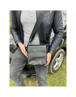 Черная мужская кожаная сумка на плечо - мессенджер Newery N4103FA