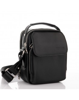 Кожаная небольшая мужская черная сумка на плечо, барсетка Newery N5010GA