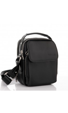 Кожаная небольшая мужская черная сумка на плечо, барсетка Newery N5010GA