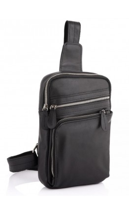 Мужская сумка на плечо - слинг черная NEWERY N6896GA