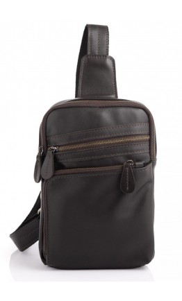 Мужская сумка на плечо - слинг коричневая Newery N6896GC