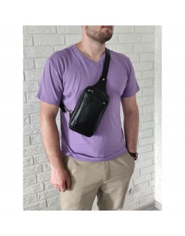Кожаный черный небольшой мужской слинг Newery N9015GA