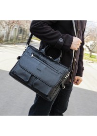 Кожаный черный мужской портфель Newery N9523GA