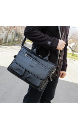 Кожаный черный мужской портфель Newery N9523GA