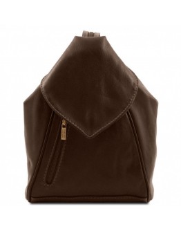 Кожаный женский темно-коричневый рюкзак Tuscany Leather Delhi TL140962 bbrown