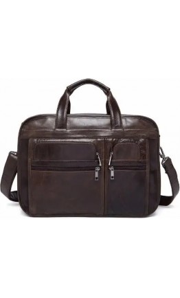 Темно-коричневая кожаная мужская сумка для командировок 77093C