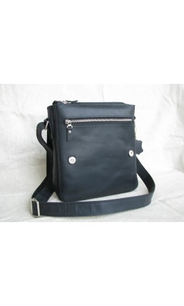 Черная кожаная вместительная мужская сумка на плечо 79889-SGE